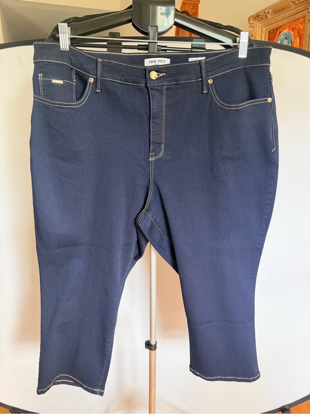 Nine West Navy Cropped Stretch Jeans